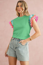 Load image into Gallery viewer, Contrast Ricrac Floral Sleeve Top