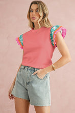 Load image into Gallery viewer, Contrast Ricrac Floral Sleeve Top