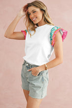 Load image into Gallery viewer, Contrast Ricrac Floral Sleeve Top
