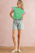 Load image into Gallery viewer, Contrast Ricrac Floral Sleeve Top