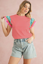 Load image into Gallery viewer, Contrast Ricrac Floral Sleeve Top