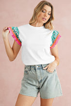 Load image into Gallery viewer, Contrast Ricrac Floral Sleeve Top