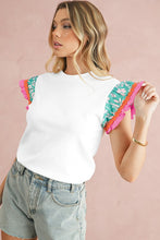 Load image into Gallery viewer, Contrast Ricrac Floral Sleeve Top