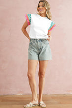 Load image into Gallery viewer, Contrast Ricrac Floral Sleeve Top