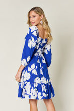 Load image into Gallery viewer, Double Take Full Size Floral Ruffle Hem Smocked Dress.