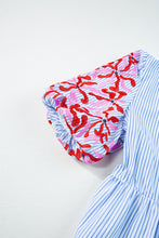 Load image into Gallery viewer, Embroidered Striped Notched Short Sleeve Dress