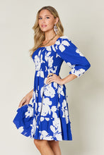 Load image into Gallery viewer, Double Take Full Size Floral Ruffle Hem Smocked Dress.
