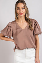 Load image into Gallery viewer, V-Neck Puff Sleeve Blouse Top
