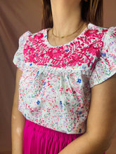 Load image into Gallery viewer, Pink floral embroidered top
