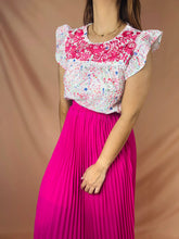 Load image into Gallery viewer, Pink floral embroidered top
