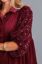 Load image into Gallery viewer, Umgee Sequin Detail Tiered Back Half Sleeve Shirt
