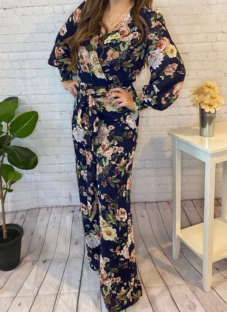 Long sleeve jumpsuit floral online