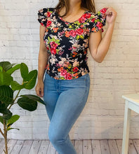 Load image into Gallery viewer, Ruffle sleeve eyelet top
