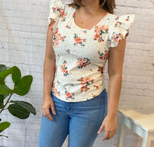 Load image into Gallery viewer, Ruffle sleeve eyelet top
